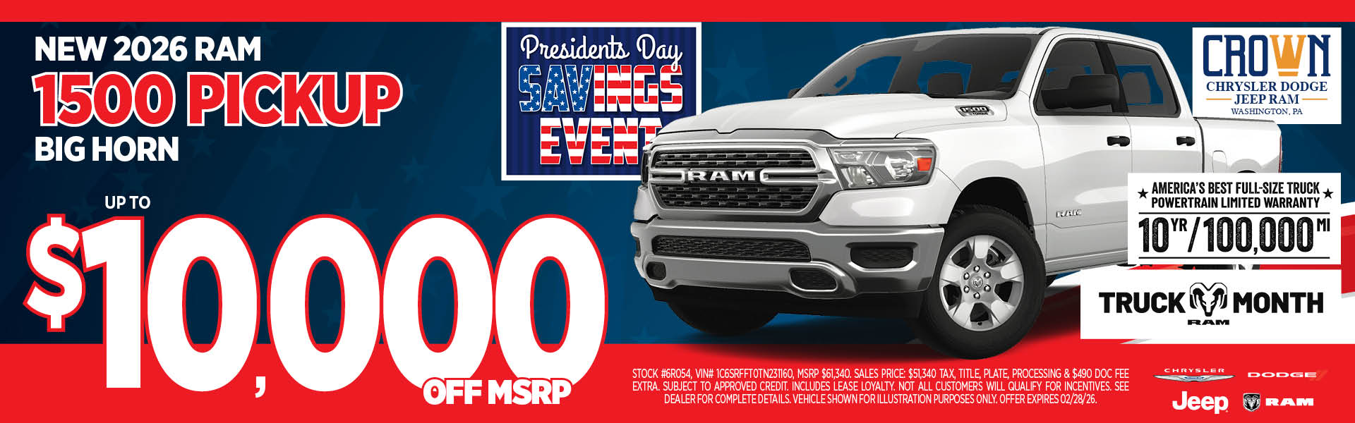 New 2026 Ram 1500 Pickup Up to $10,000 Off MSRP